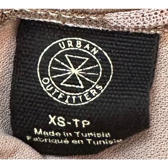 2/$30 Urban Outfitters Austin Mesh Mini Dress Taupe Checkered Ruched Size XS - Picture 12 of 14